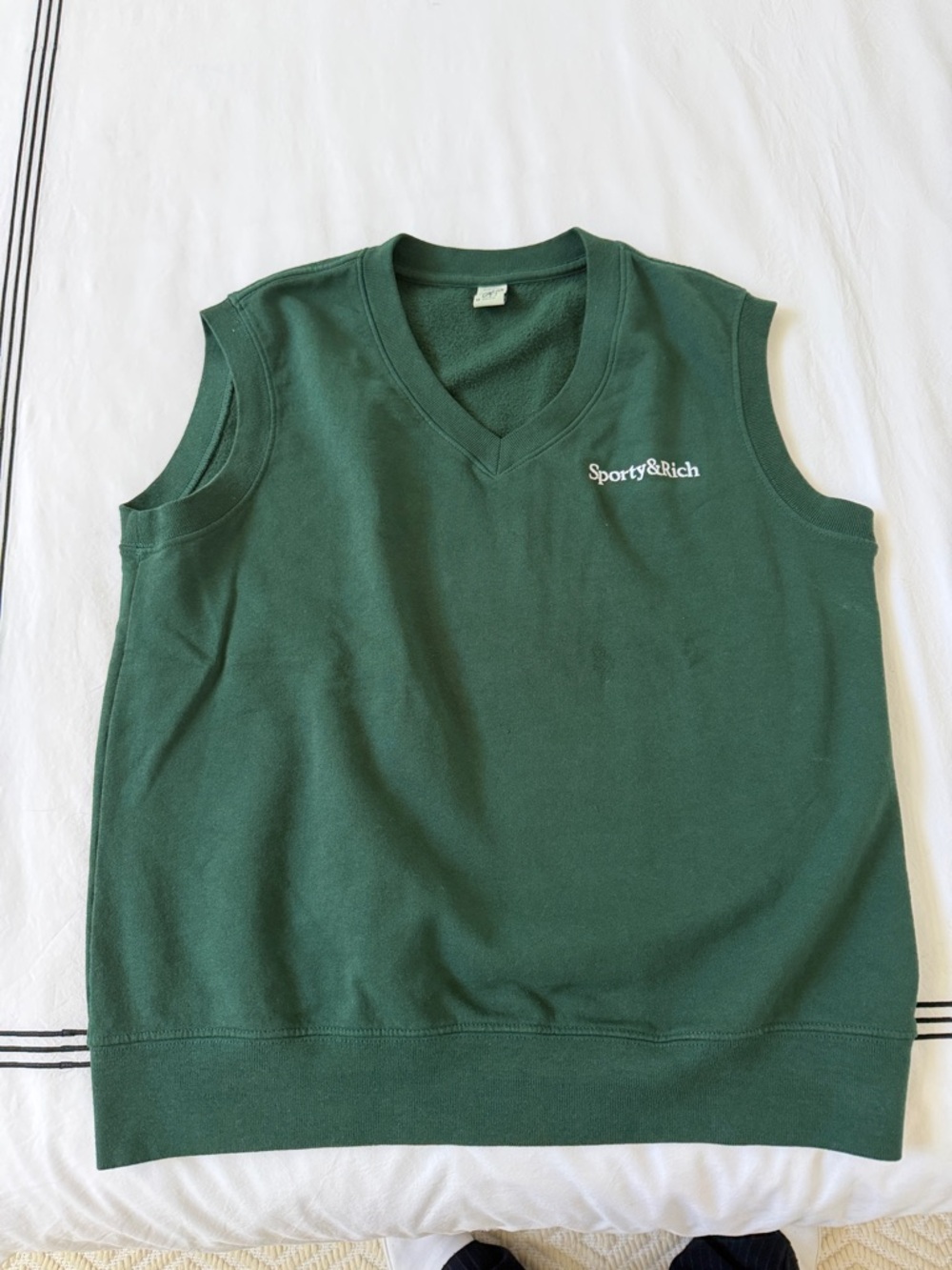 Sporty & Rich Dark Green V-Neck Sweater Vest